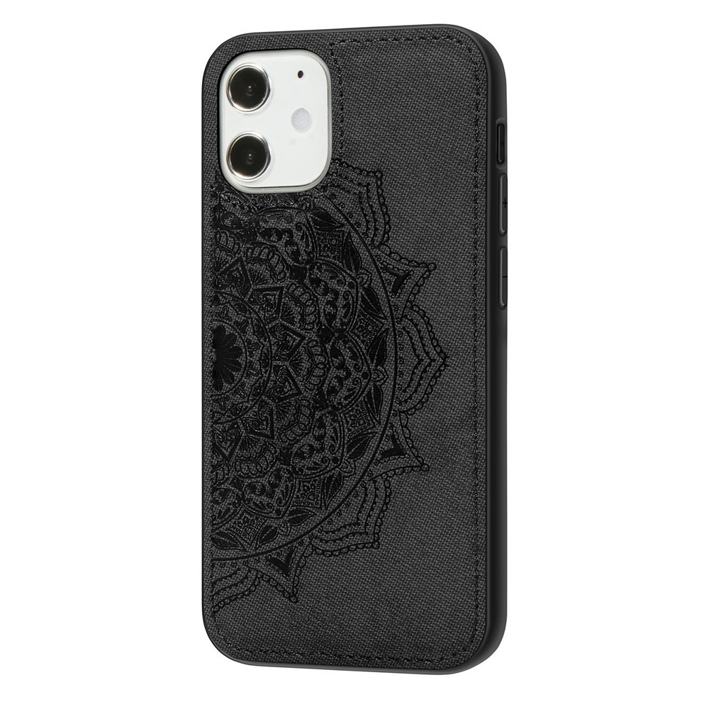 Boîte De Téléphones PC + TPU Revêtus En Cuir De Fleur Mandala Mandala Pour IPhone 12 Mini - Noir-1