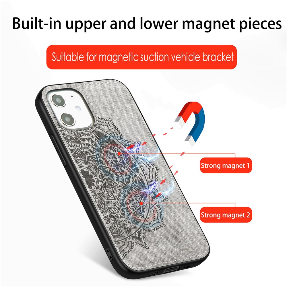Boîte De Téléphones PC + TPU Revêtus En Cuir De Fleur Mandala Mandala Pour IPhone 12 Mini - Noir-10