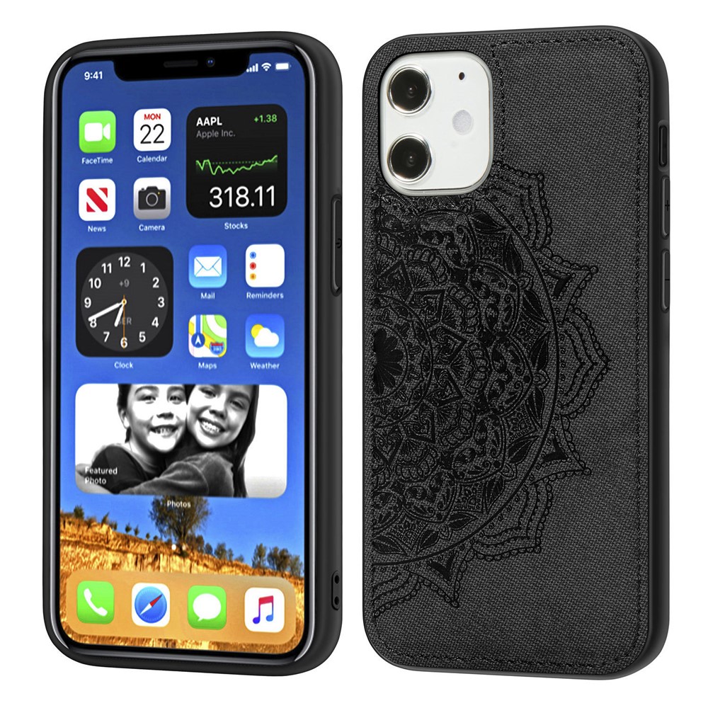 Boîte De Téléphones PC + TPU Revêtus En Cuir De Fleur Mandala Mandala Pour IPhone 12 Mini - Noir-2