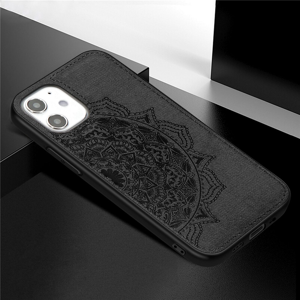 Boîte De Téléphones PC + TPU Revêtus En Cuir De Fleur Mandala Mandala Pour IPhone 12 Mini - Noir-3