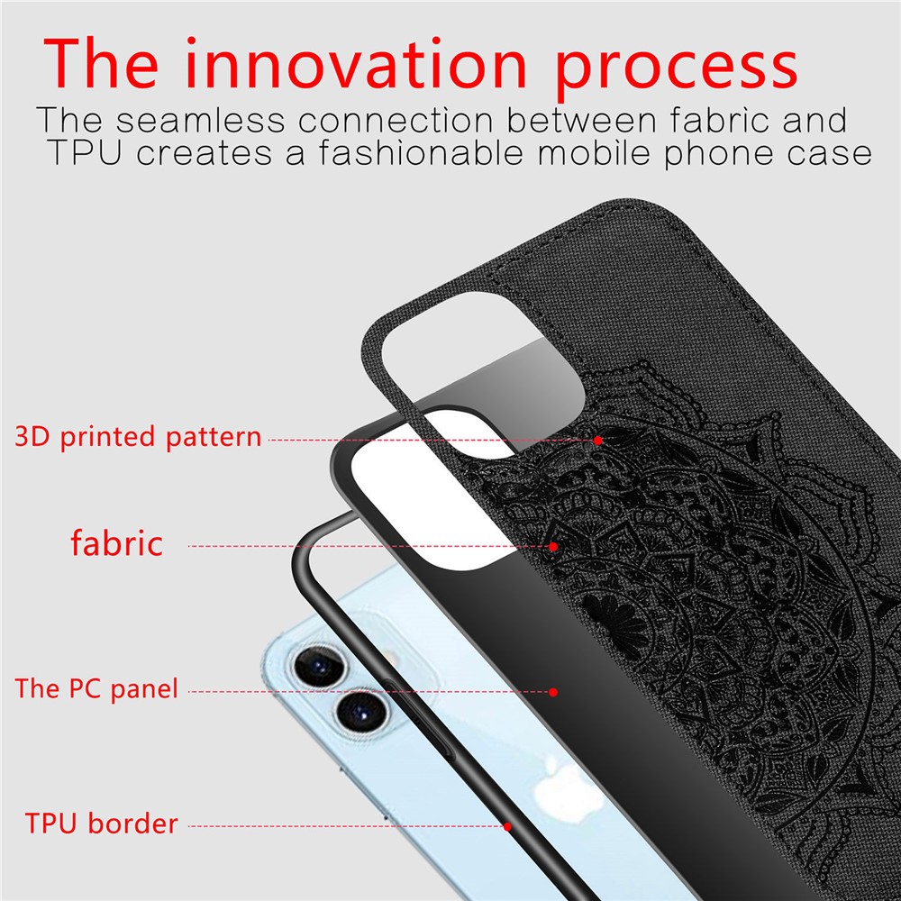 Boîte De Téléphones PC + TPU Revêtus En Cuir De Fleur Mandala Mandala Pour IPhone 12 Mini - Noir-5