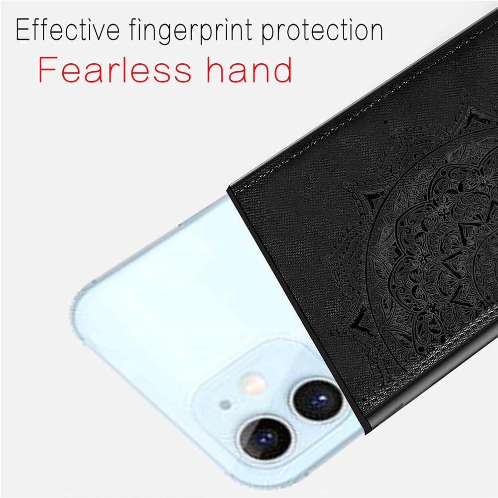 Boîte De Téléphones PC + TPU Revêtus En Cuir De Fleur Mandala Mandala Pour IPhone 12 Mini - Noir-6