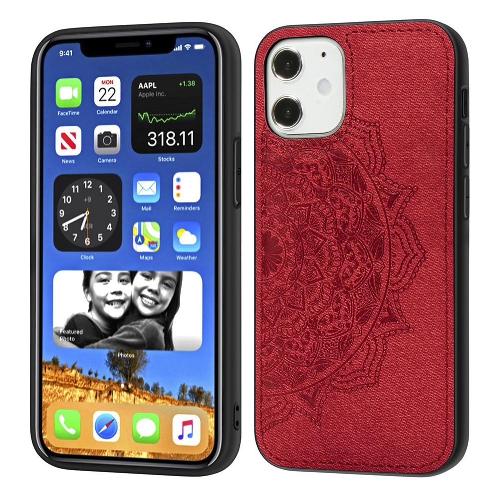 Impresión Mandala Flower Coated PC + TPU Funda Telefónica Para IPhone 12 Mini - Rojo-2