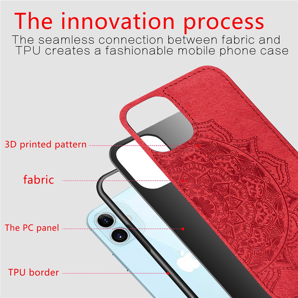 Impresión Mandala Flower Coated PC + TPU Funda Telefónica Para IPhone 12 Mini - Rojo-4