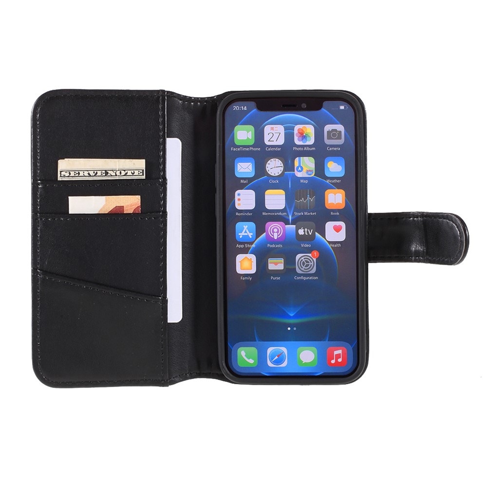Card Holder Leather Wallet Phone Case with Supporting Stand for iPhone 12 Mini-6