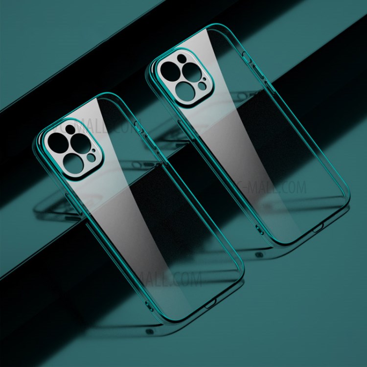 Lens Protection Electroplated Phone Case Soft TPU Back Cover for iPhone 12 Pro - Green-1