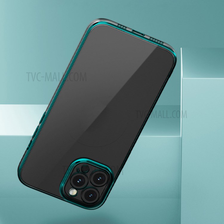 Lens Protection Electroplated Phone Case Soft TPU Back Cover for iPhone 12 Pro - Green-3