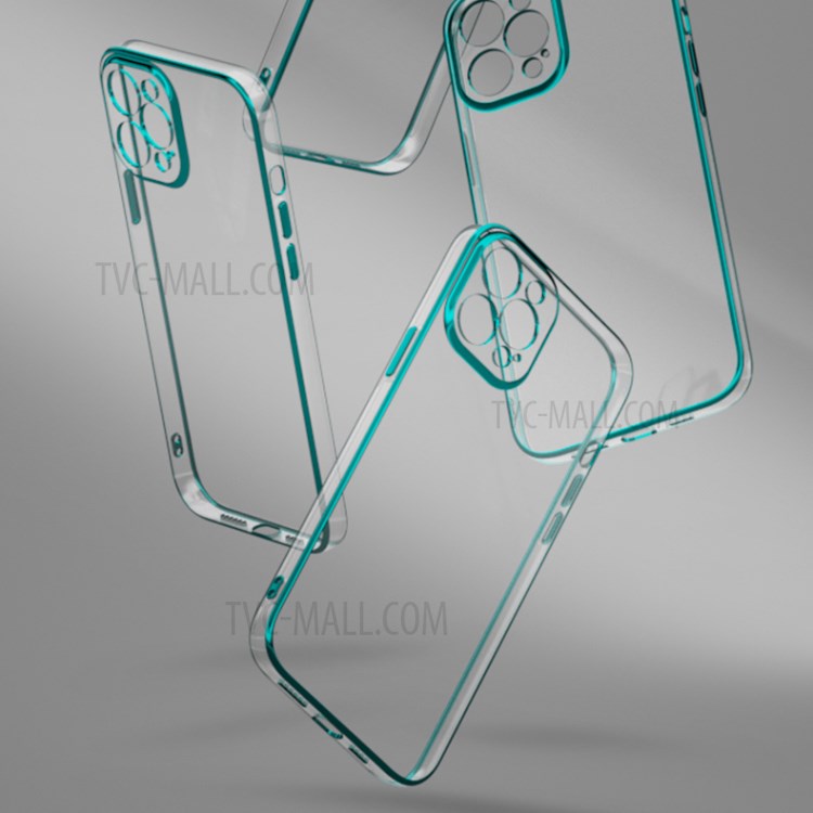 Lens Protection Electroplated Phone Case Soft TPU Back Cover for iPhone 12 Pro - Green-5