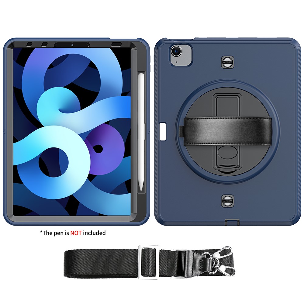 Rugged PC TPU Hybrid Full Protection Cover with Kickstand Shoulder Strap for iPad Air (2020) 10.9-inch / Pro 11-inch (2020) - Navy Blue-7