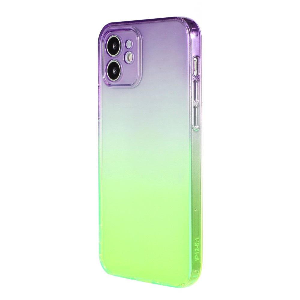 Shock-Absorption Gradient Color TPU Phone Case Cover Shell for iPhone 12 mini - Purple Green-3