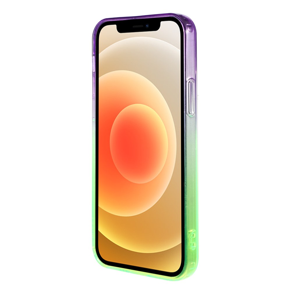 Shock-Absorption Gradient Color TPU Phone Case Cover Shell for iPhone 12 mini - Purple Green-4