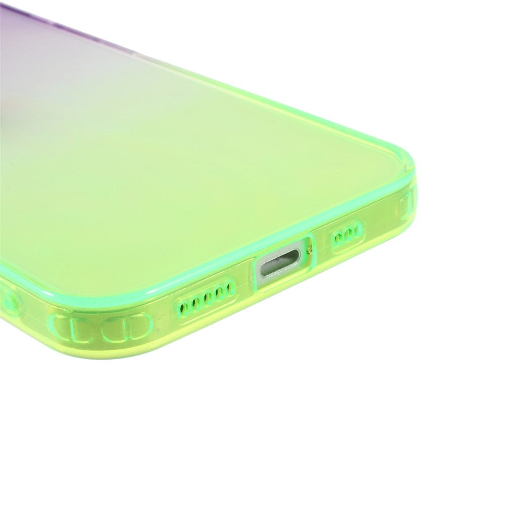 Shock-Absorption Gradient Color TPU Phone Case Cover Shell for iPhone 12 mini - Purple Green-6