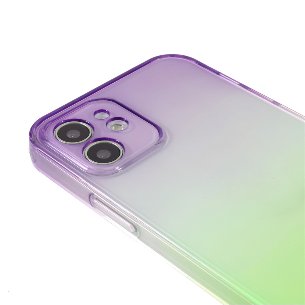 Shock-Absorption Gradient Color TPU Phone Case Cover Shell for iPhone 12 mini - Purple Green-7