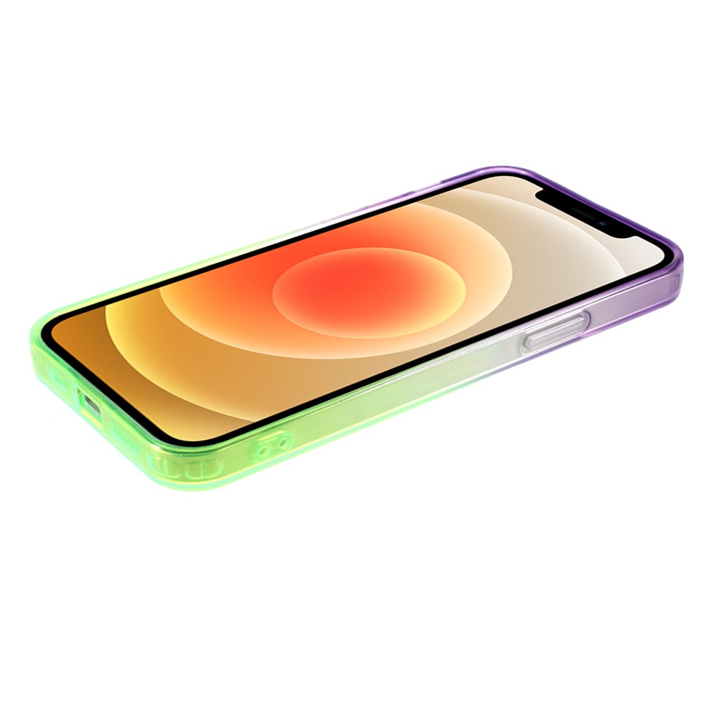 Shock-Absorption Gradient Color TPU Phone Case Cover Shell for iPhone 12 mini - Purple Green-8