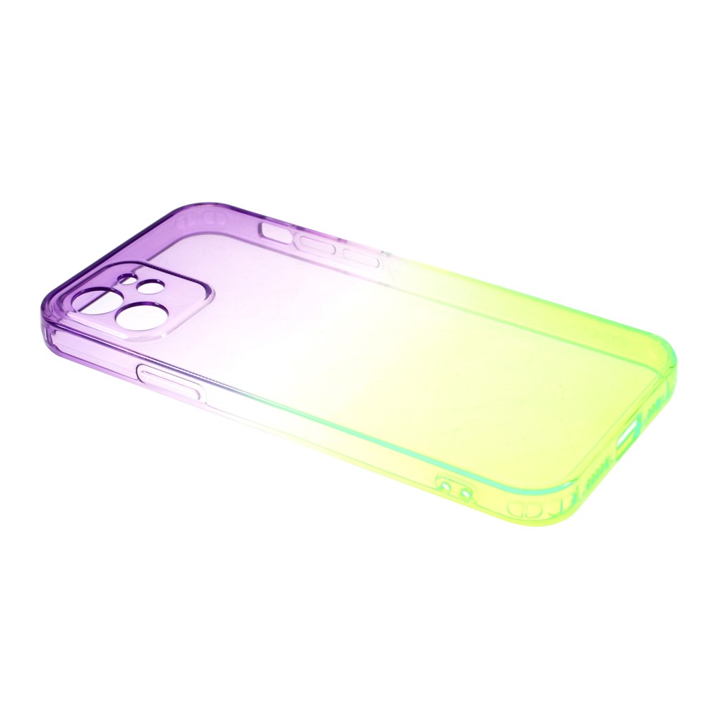 Shock-Absorption Gradient Color TPU Phone Case Cover Shell for iPhone 12 mini - Purple Green-9