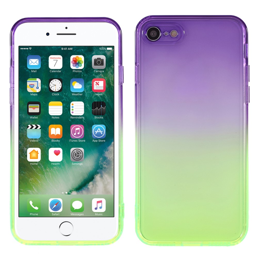 Shockproof Gradient Color TPU Phone Protective Shell Case for iPhone 7 4.7 inch / 8 8 4.7 inch / SE (2nd Generation) - Purple Green-1