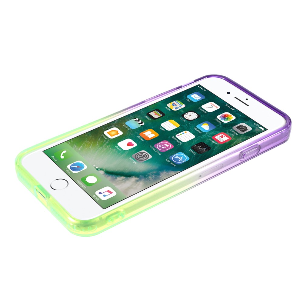 Shockproof Gradient Color TPU Phone Protective Shell Case for iPhone 7 4.7 inch / 8 8 4.7 inch / SE (2nd Generation) - Purple Green-8