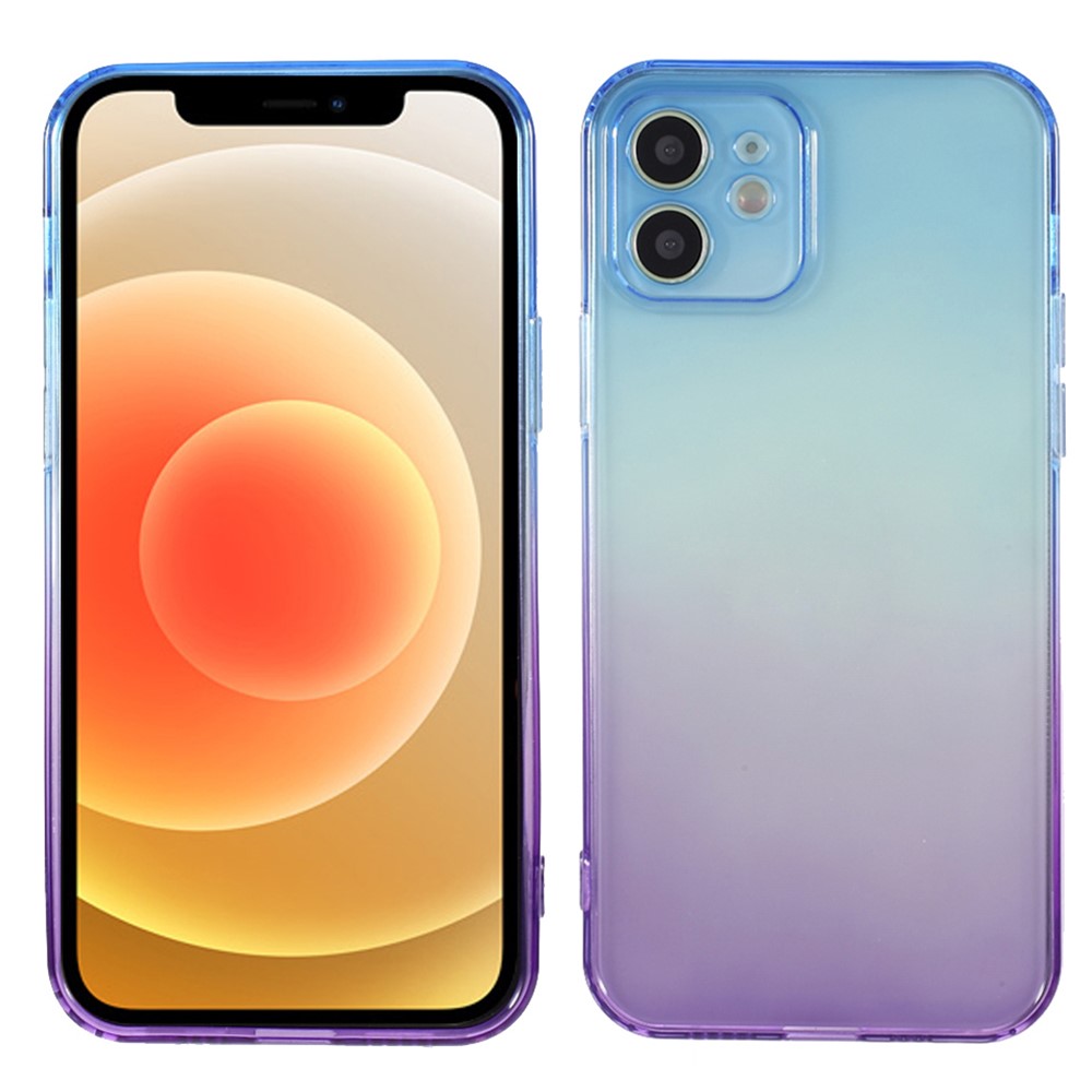 Gradient Color Fall Resistance TPU Phone Protective Shell Case Cover for iPhone 12 - Blue Purple-1
