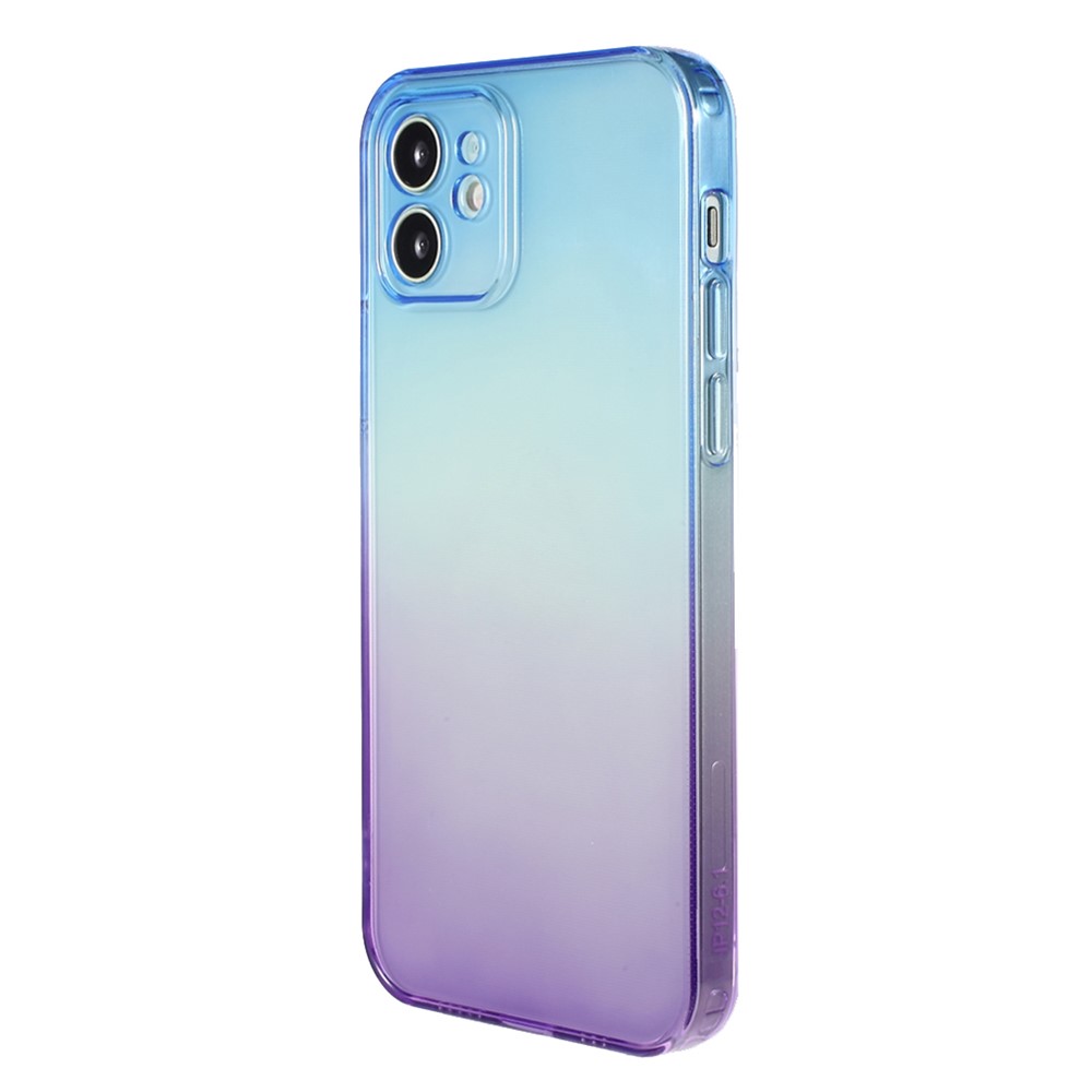 Gradient Color Fall Resistance TPU Phone Protective Shell Case Cover for iPhone 12 - Blue Purple-3