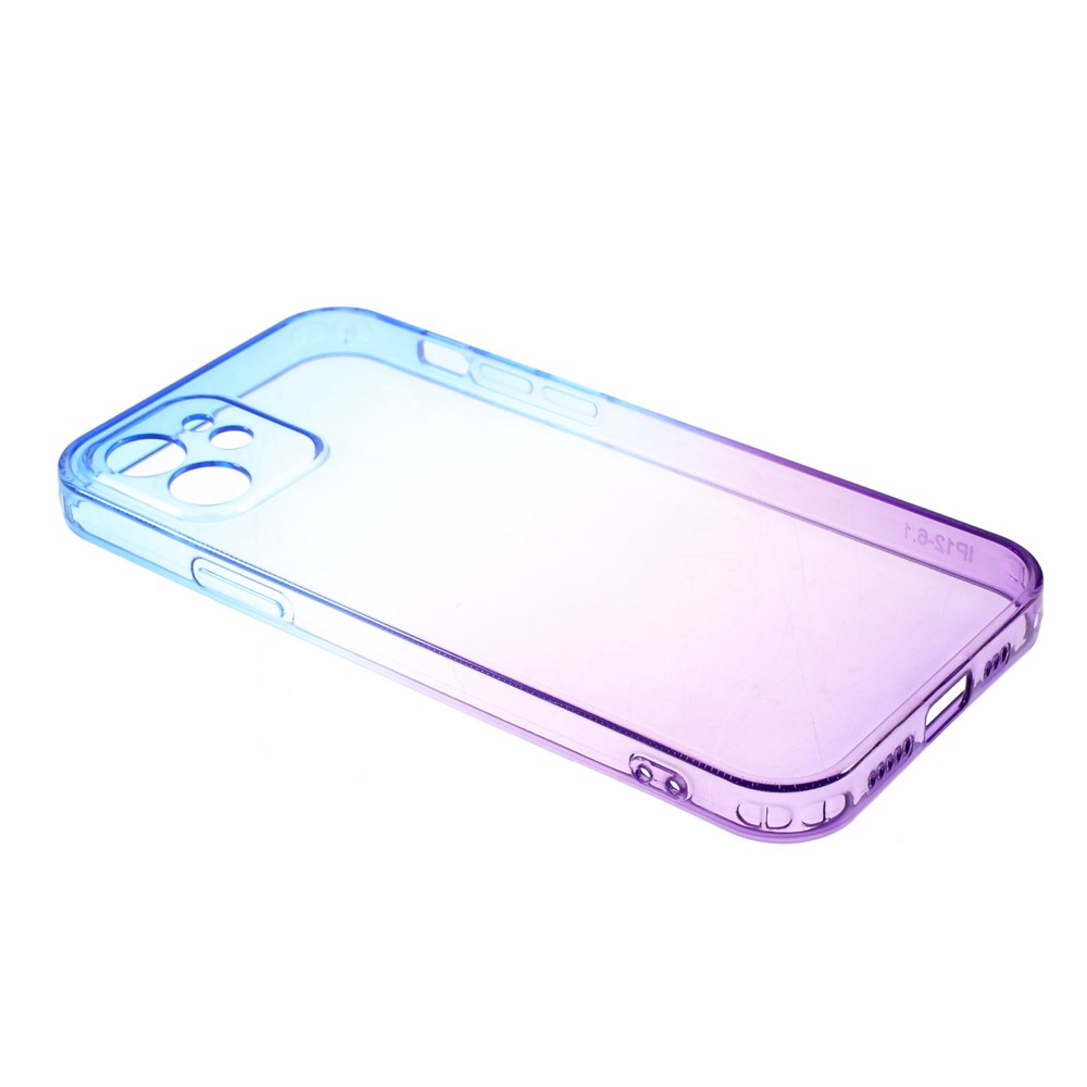 Gradient Color Fall Resistance TPU Phone Protective Shell Case Cover for iPhone 12 - Blue Purple-9
