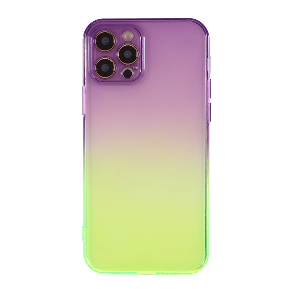 Gradientenfarbe Anti-Fall-TPU-Schutztelefon Back Case-Abdeckung Für IPhone 12 Pro - Lila Grün-2