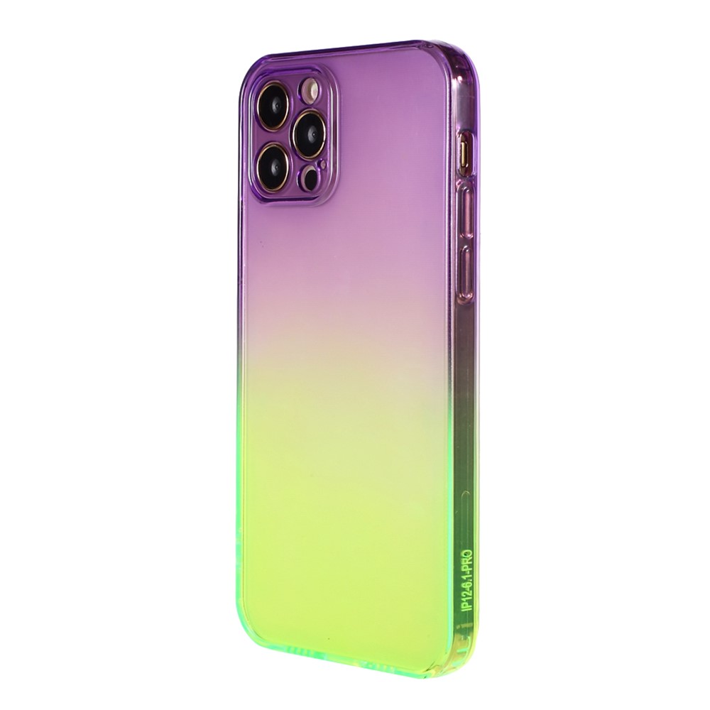 Gradientenfarbe Anti-Fall-TPU-Schutztelefon Back Case-Abdeckung Für IPhone 12 Pro - Lila Grün-3