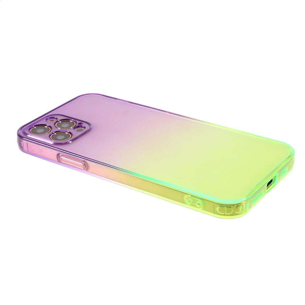 Gradientenfarbe Anti-Fall-TPU-Schutztelefon Back Case-Abdeckung Für IPhone 12 Pro - Lila Grün-5