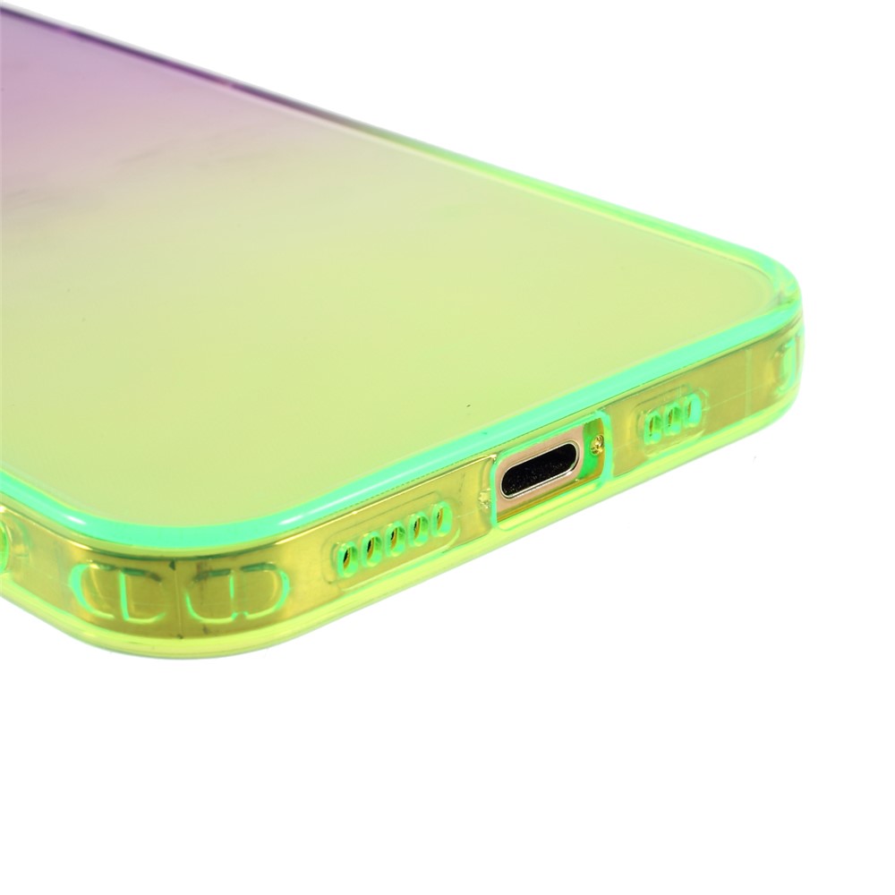 Gradientenfarbe Anti-Fall-TPU-Schutztelefon Back Case-Abdeckung Für IPhone 12 Pro - Lila Grün-6