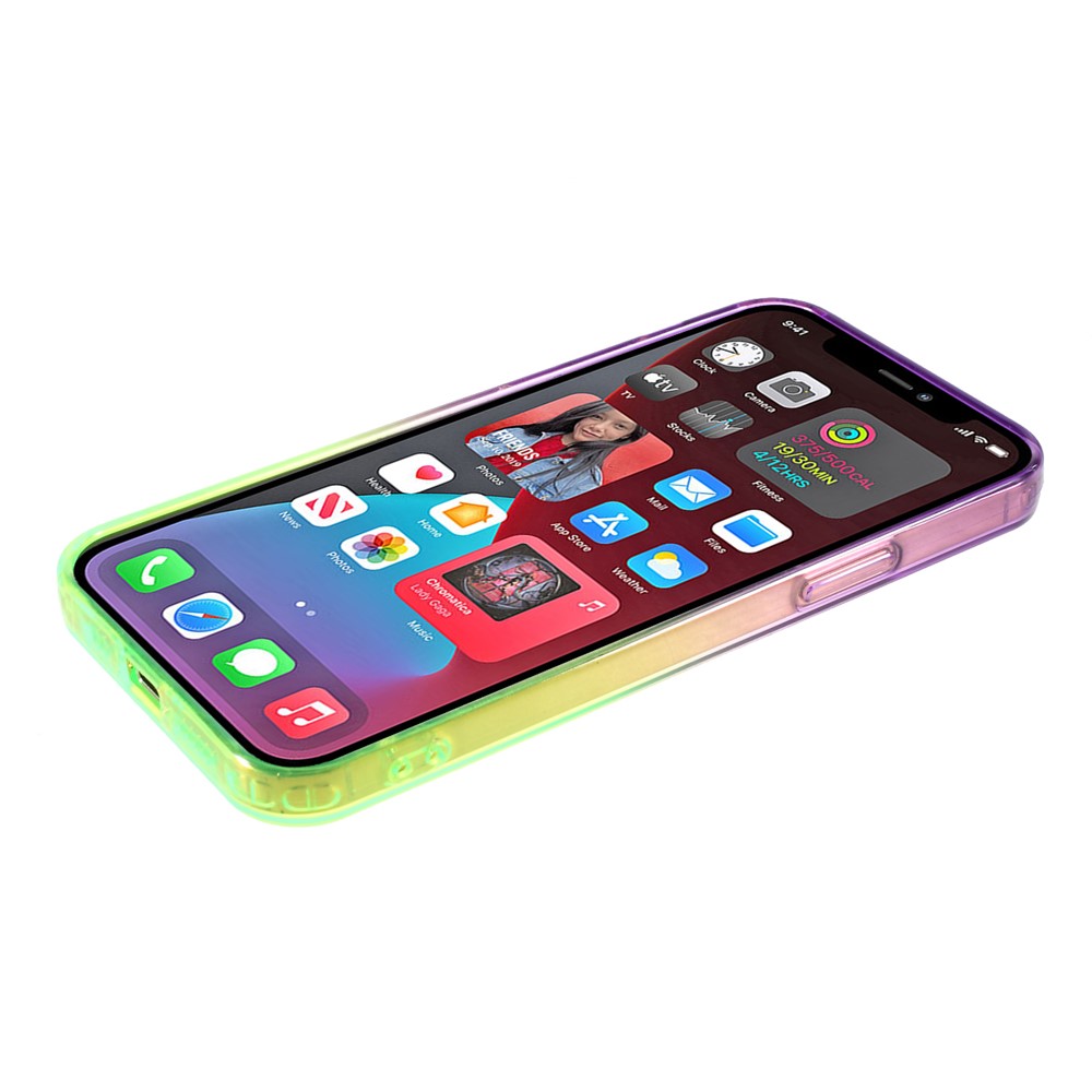 Gradientenfarbe Anti-Fall-TPU-Schutztelefon Back Case-Abdeckung Für IPhone 12 Pro - Lila Grün-8