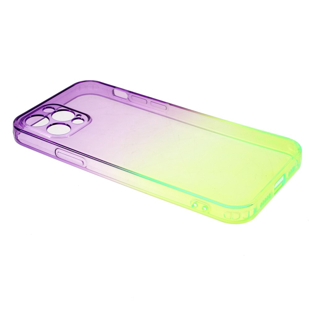 Gradientenfarbe Anti-Fall-TPU-Schutztelefon Back Case-Abdeckung Für IPhone 12 Pro - Lila Grün-9