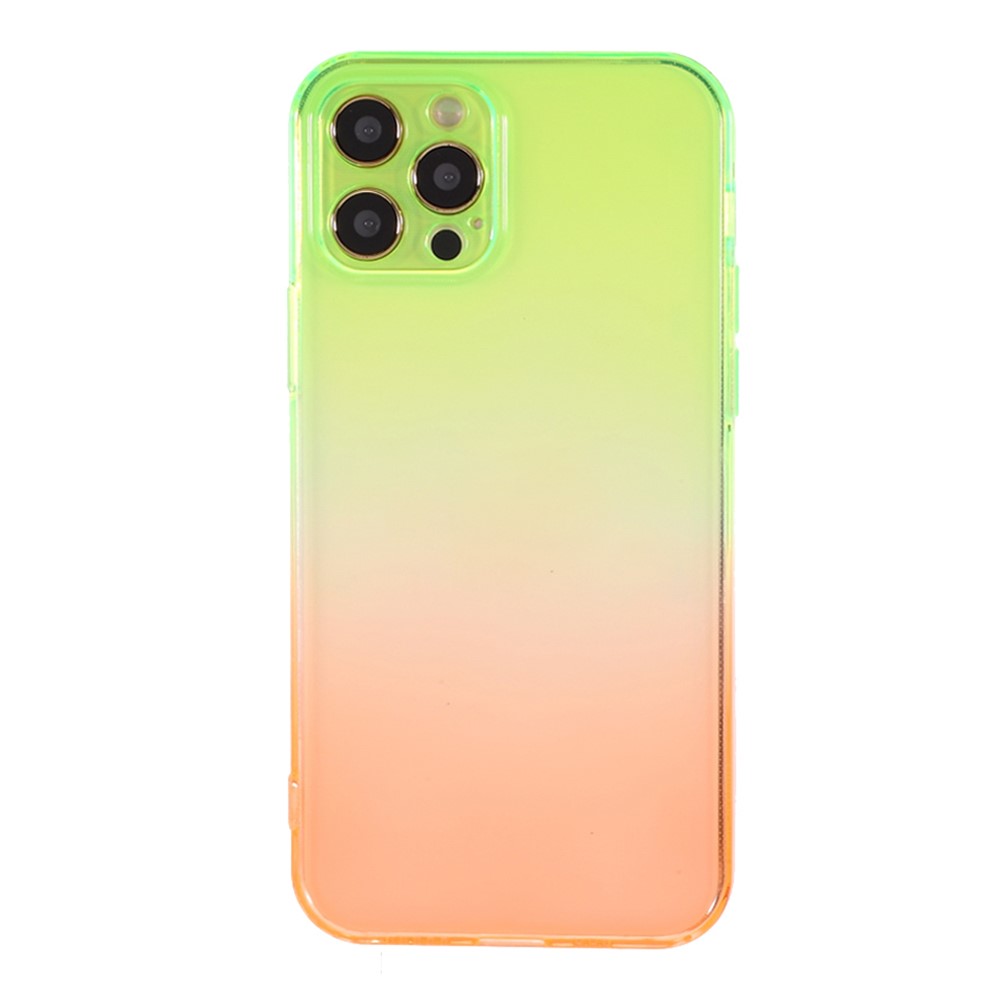 Gradient Color Anti-Fall TPU Phone Case Cover for iPhone 12 Pro Max - Green/Orange-2