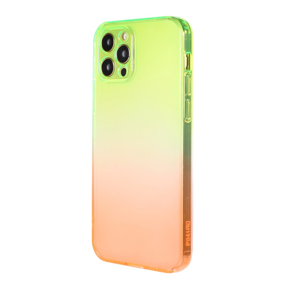 Gradient Color Anti-Fall TPU Phone Case Cover for iPhone 12 Pro Max - Green/Orange-3