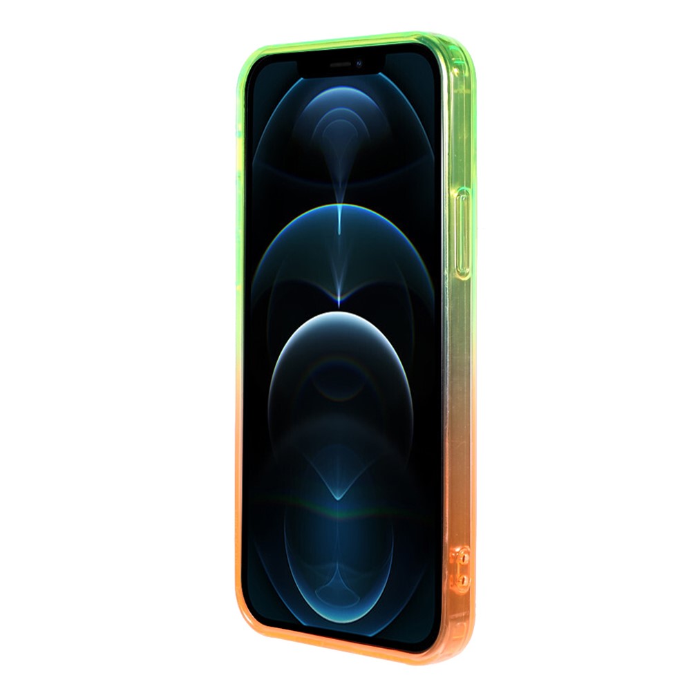 Gradient Color Anti-Fall TPU Phone Case Cover for iPhone 12 Pro Max - Green/Orange-4