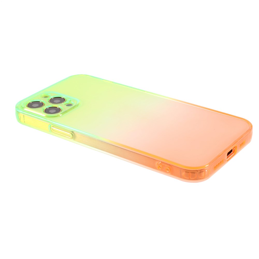 Gradient Color Anti-Fall TPU Phone Case Cover for iPhone 12 Pro Max - Green/Orange-5