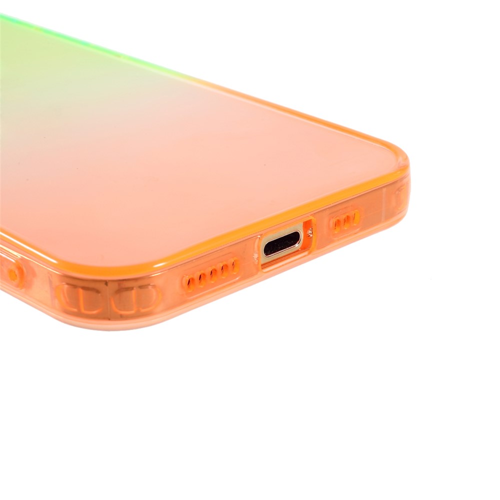 Gradient Color Anti-Fall TPU Phone Case Cover for iPhone 12 Pro Max - Green/Orange-6