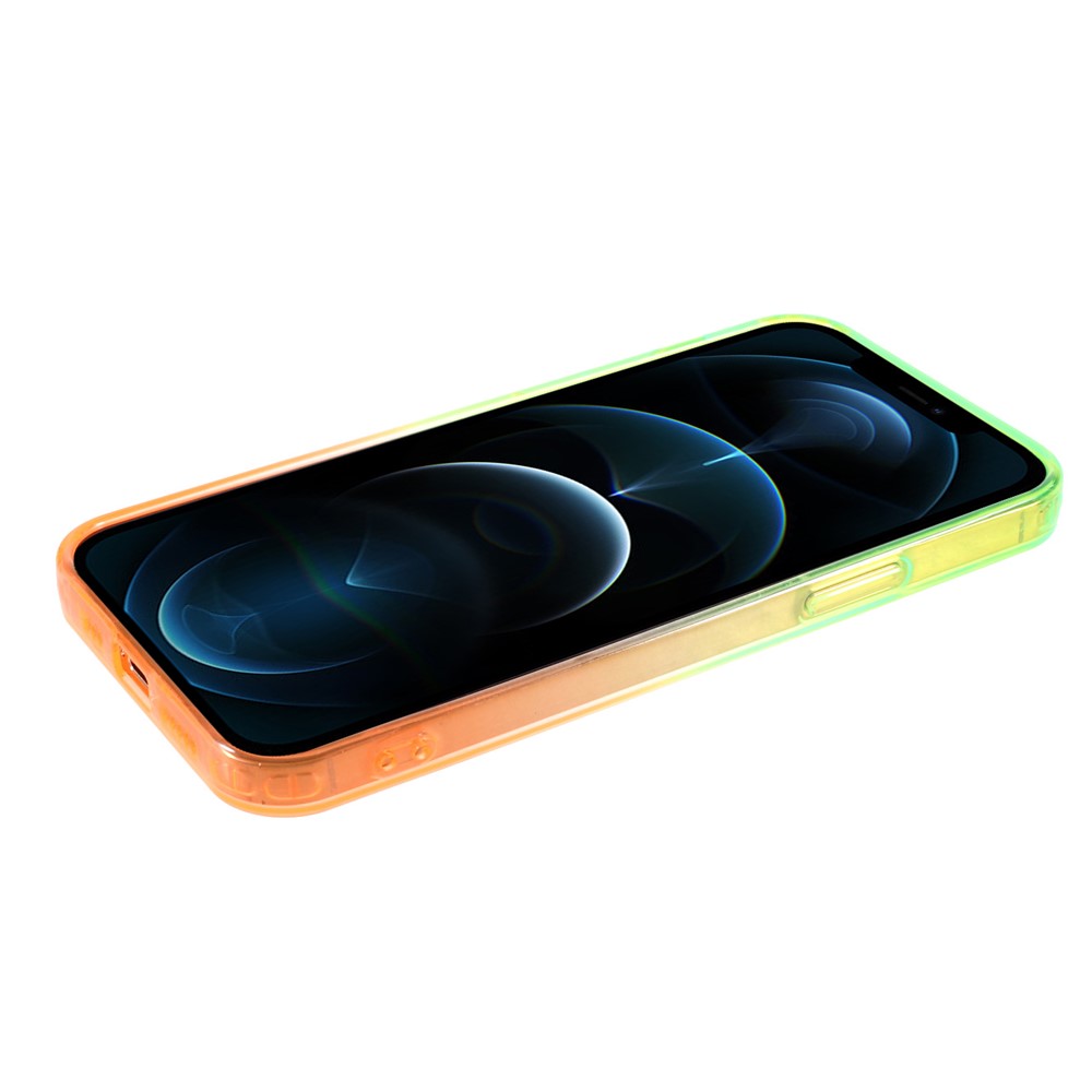 Gradient Color Anti-Fall TPU Phone Case Cover for iPhone 12 Pro Max - Green/Orange-8