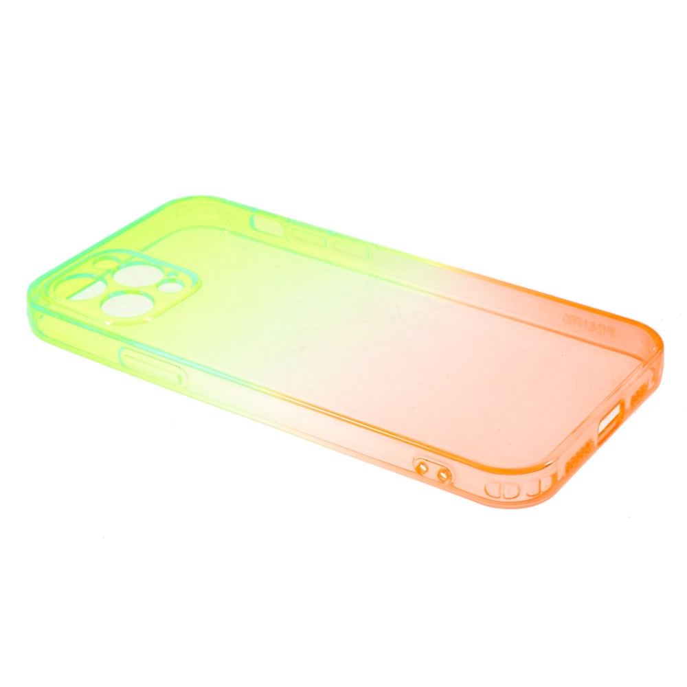 Gradient Color Anti-Fall TPU Phone Case Cover for iPhone 12 Pro Max - Green/Orange-9