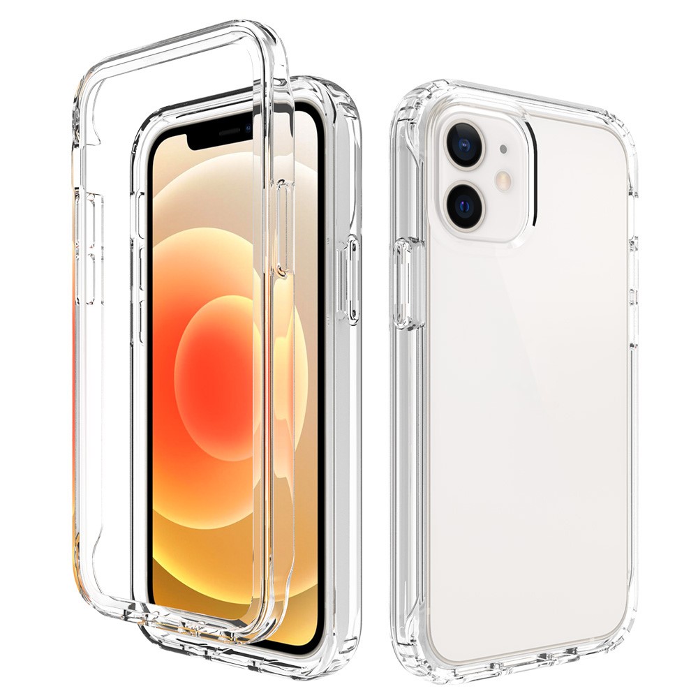 High Transmittance Plastic+TPU Hybrid Mobile Phone Case Shell Protector for iPhone 12 mini - Transparent-1