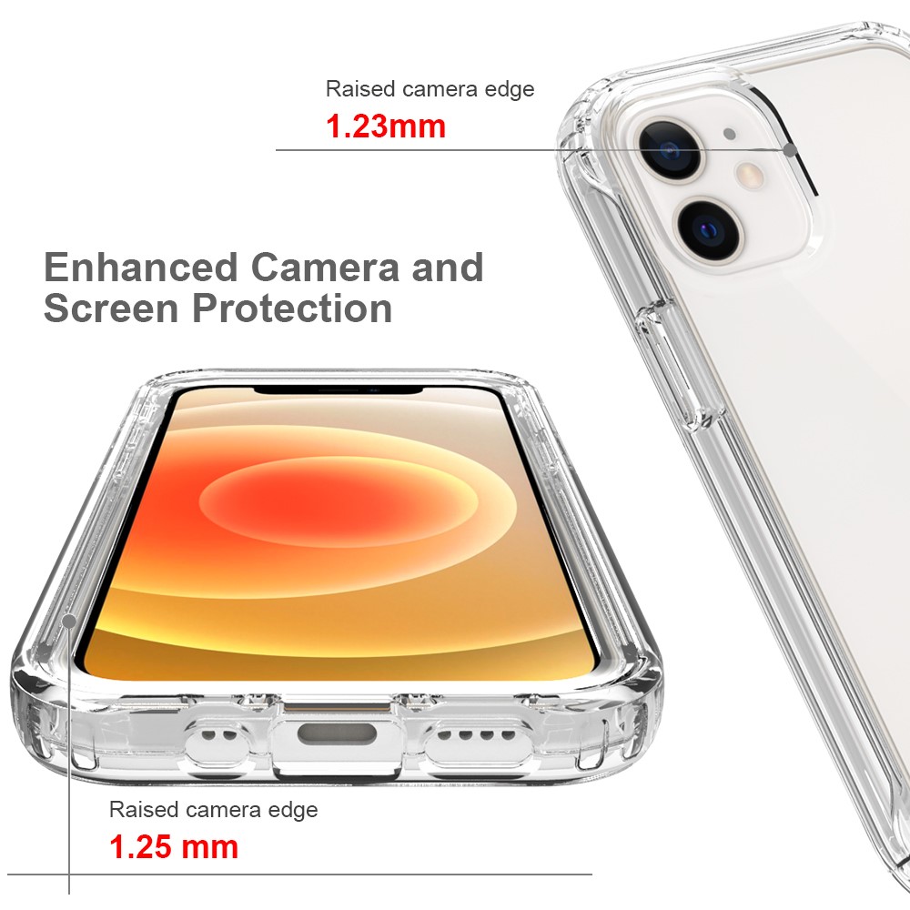 High Transmittance Plastic+TPU Hybrid Mobile Phone Case Shell Protector for iPhone 12 mini - Transparent-2