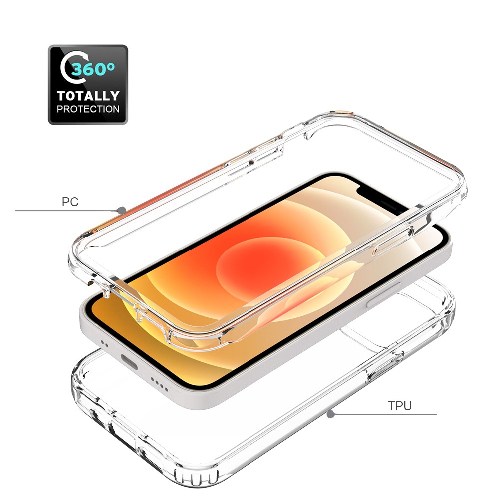 High Transmittance Plastic+TPU Hybrid Mobile Phone Case Shell Protector for iPhone 12 mini - Transparent-3