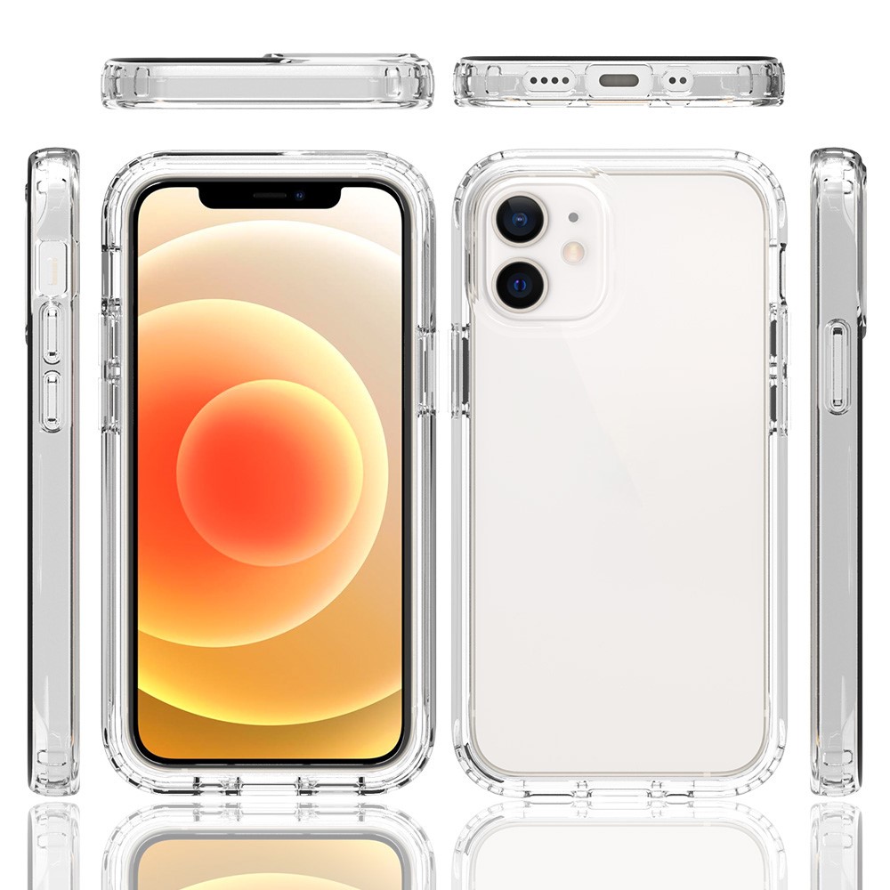 High Transmittance Plastic+TPU Hybrid Mobile Phone Case Shell Protector for iPhone 12 mini - Transparent-8