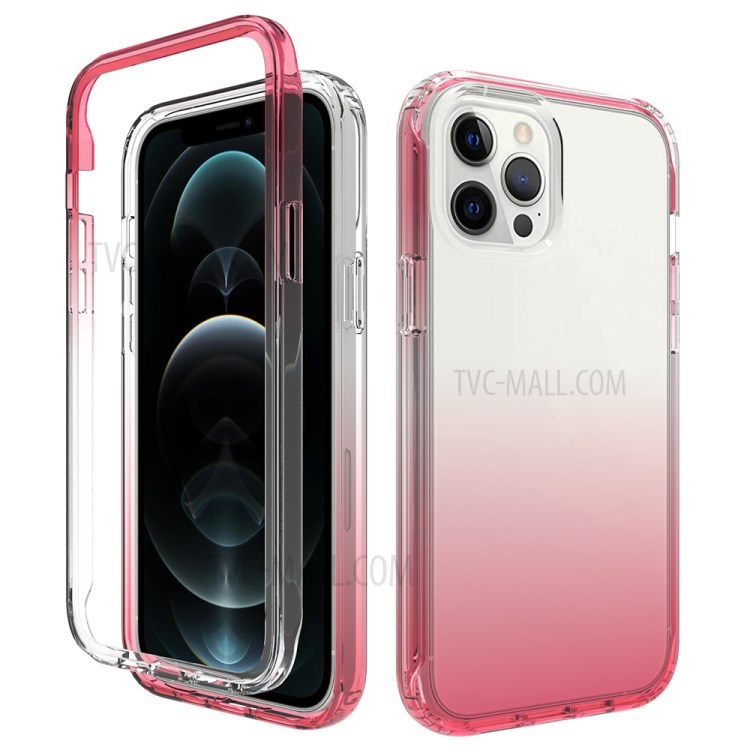 2-in-1 PC+TPU Gradient Color Design Phone Case for iPhone 12 Pro Max - Red-1