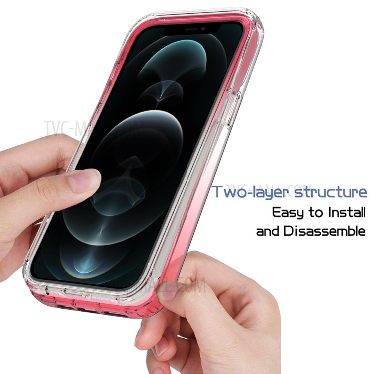 2-in-1 PC+TPU Gradient Color Design Phone Case for iPhone 12 Pro Max - Red-2