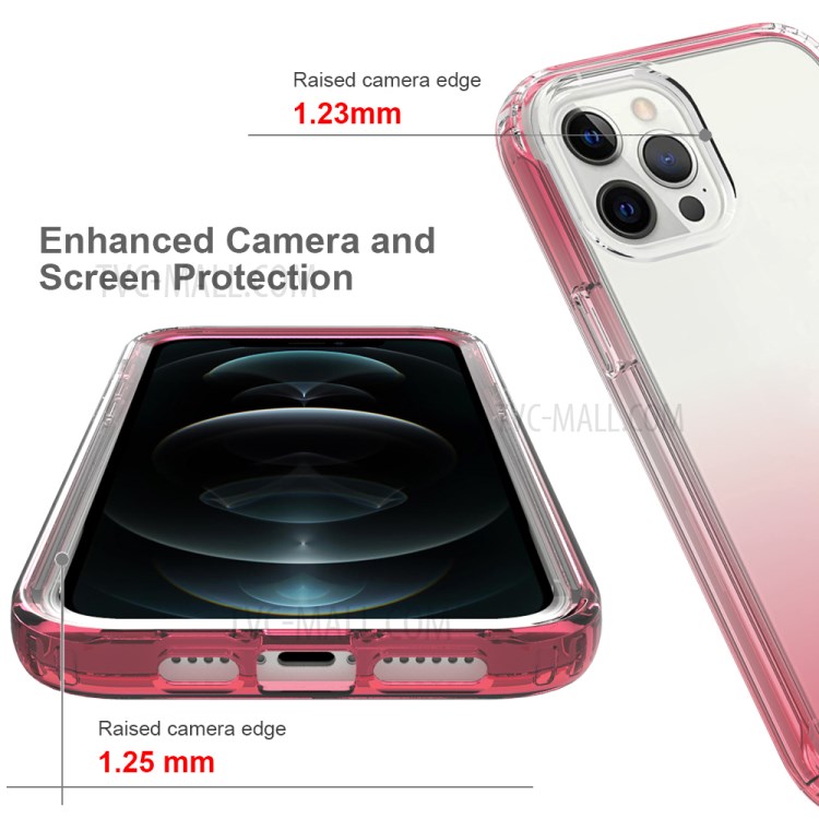 2-in-1 PC+TPU Gradient Color Design Phone Case for iPhone 12 Pro Max - Red-3