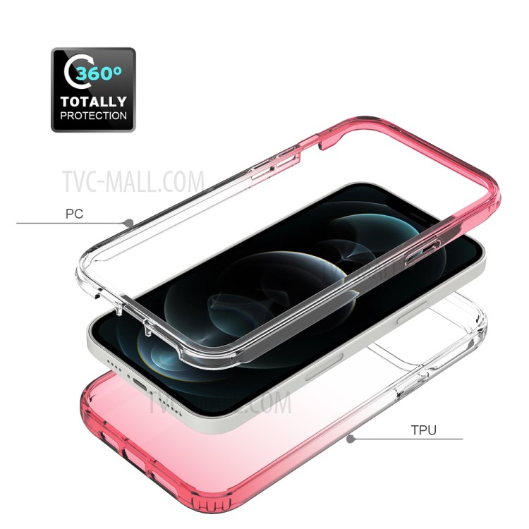 2-in-1 PC+TPU Gradient Color Design Phone Case for iPhone 12 Pro Max - Red-4