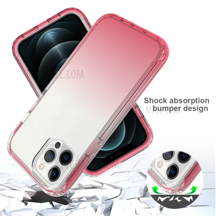 2-in-1 PC+TPU Gradient Color Design Phone Case for iPhone 12 Pro Max - Red-5