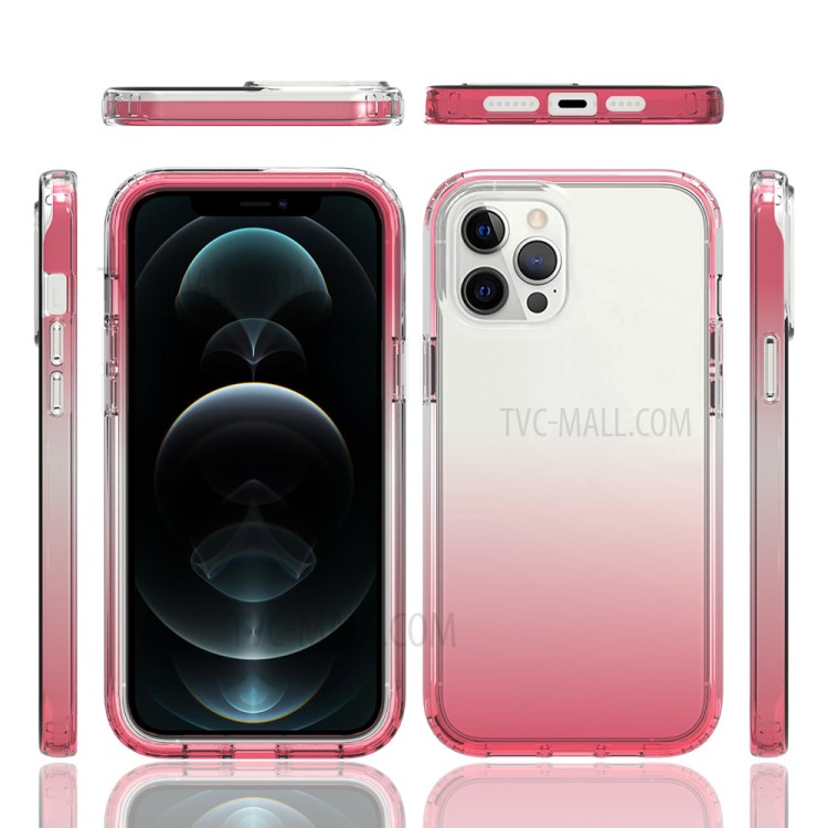 2-in-1 PC+TPU Gradient Color Design Phone Case for iPhone 12 Pro Max - Red-8
