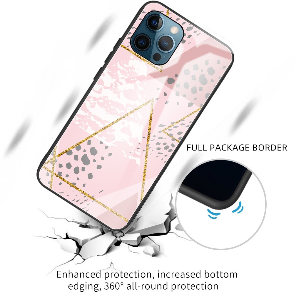 Marble Texture Anti-scratch Tempered Glass + TPU Combo Phone Case for iPhone 12/12 Pro - Style A-2