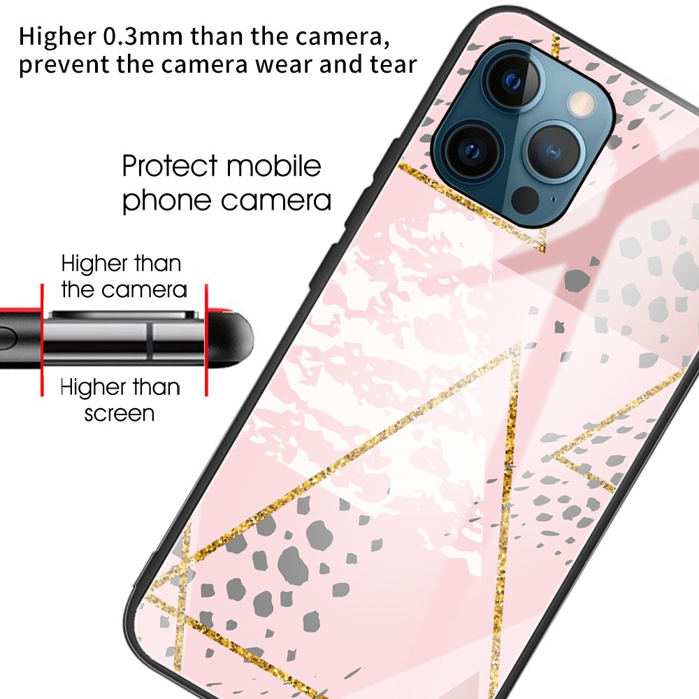 Marble Texture Anti-scratch Tempered Glass + TPU Combo Phone Case for iPhone 12/12 Pro - Style A-3