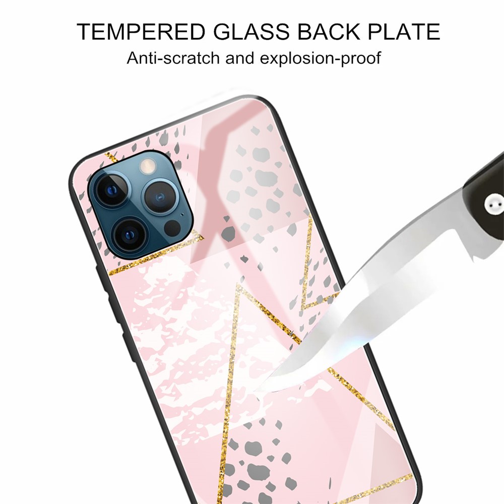 Marble Texture Anti-scratch Tempered Glass + TPU Combo Phone Case for iPhone 12/12 Pro - Style A-4